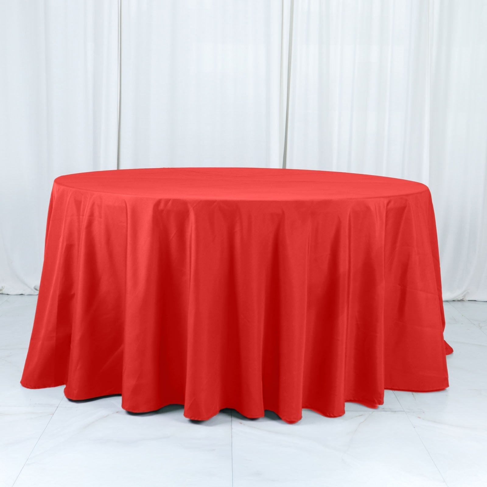 Cotton Blend 132" Round Tablecloth Red - Seamless Wrinkle - Resistant Table Cover - Bell Racket Store