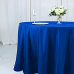 Cotton Blend 132" Round Tablecloth Royal Blue - Seamless Wrinkle - Resistant Table Cover - Bell Racket Store