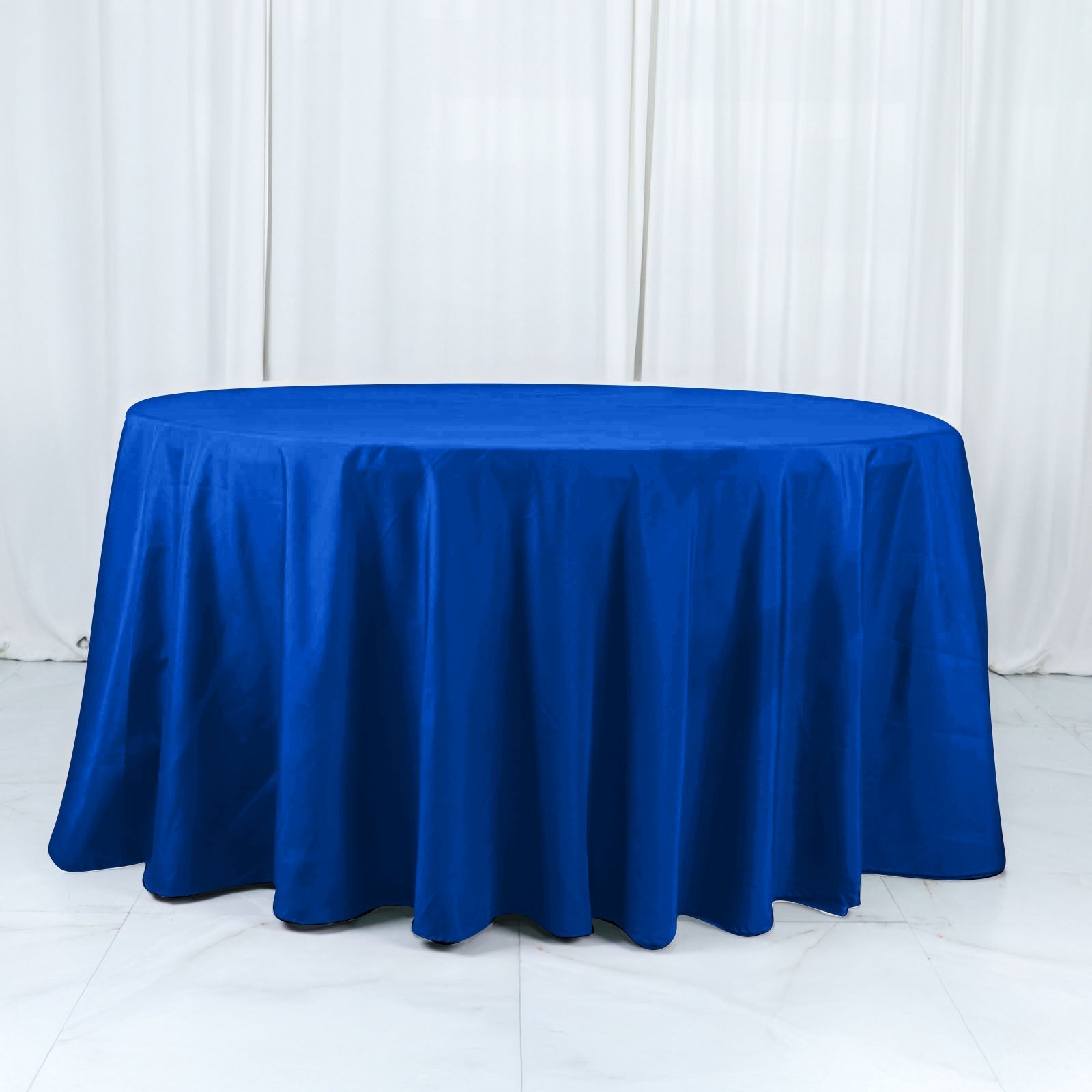 Cotton Blend 132" Round Tablecloth Royal Blue - Seamless Wrinkle - Resistant Table Cover - Bell Racket Store