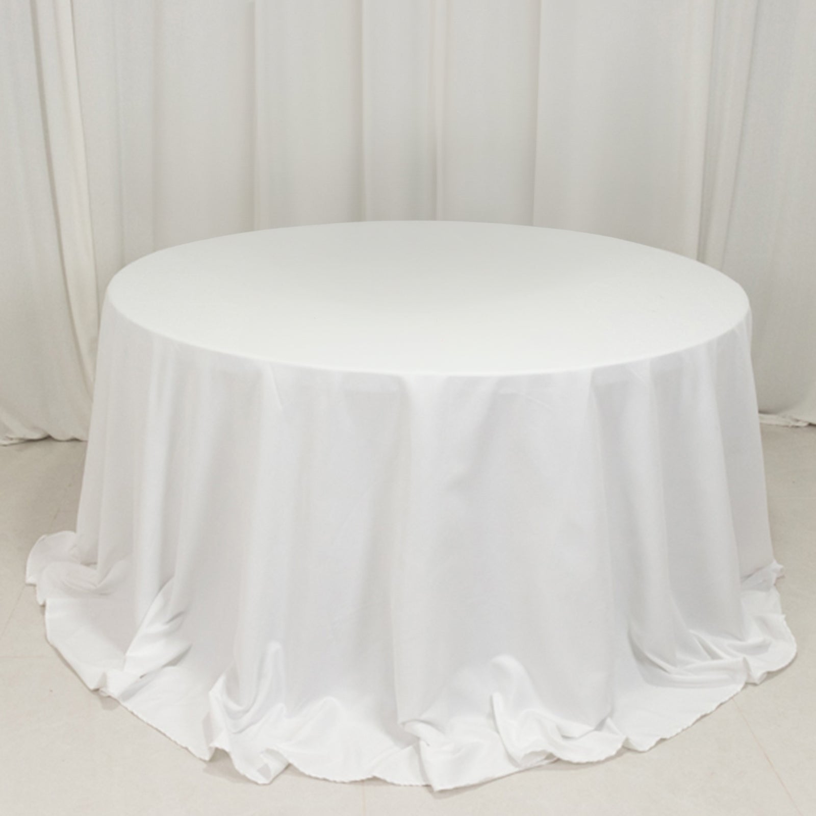 Cotton Blend 132" Round Tablecloth White - Seamless Wrinkle - Resistant Design for Formal Events - Bell Racket Store