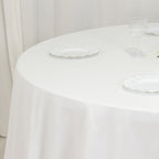 Cotton Blend 132" Round Tablecloth White - Seamless Wrinkle - Resistant Design for Formal Events - Bell Racket Store