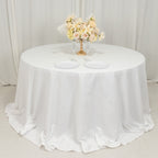 Cotton Blend 132" Round Tablecloth White - Seamless Wrinkle - Resistant Design for Formal Events - Bell Racket Store