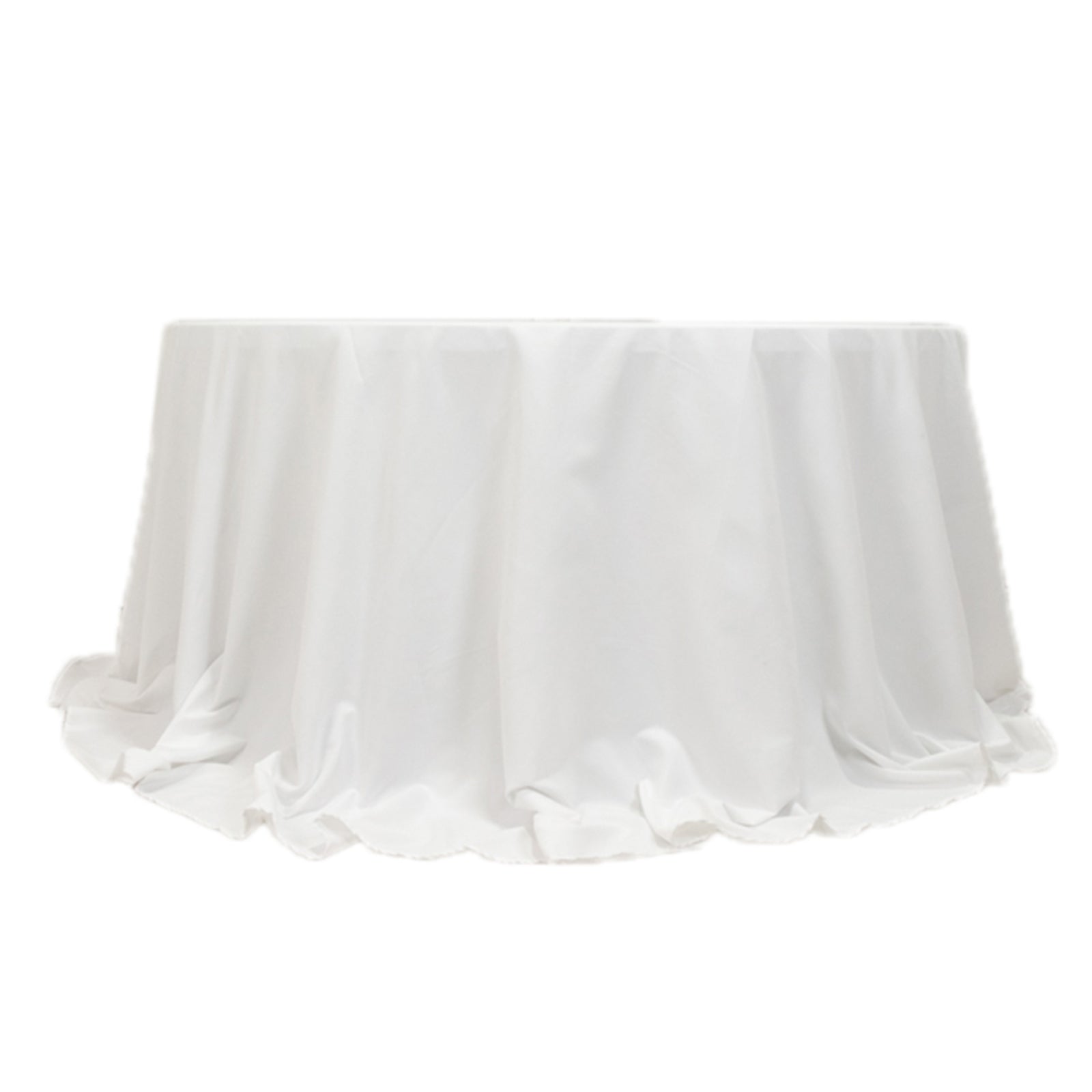 Cotton Blend 132" Round Tablecloth White - Seamless Wrinkle - Resistant Design for Formal Events - Bell Racket Store