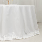 Cotton Blend 132" Round Tablecloth White - Seamless Wrinkle - Resistant Design for Formal Events - Bell Racket Store