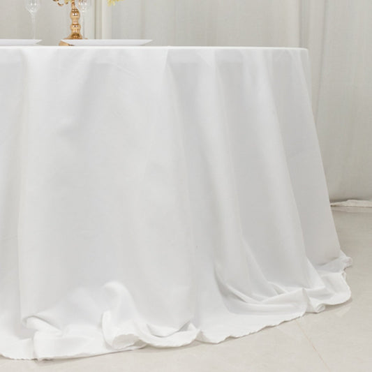 Cotton Blend 132" Round Tablecloth White - Seamless Wrinkle - Resistant Design for Formal Events - Bell Racket Store