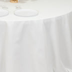 Cotton Blend 132" Round Tablecloth White - Seamless Wrinkle - Resistant Design for Formal Events - Bell Racket Store