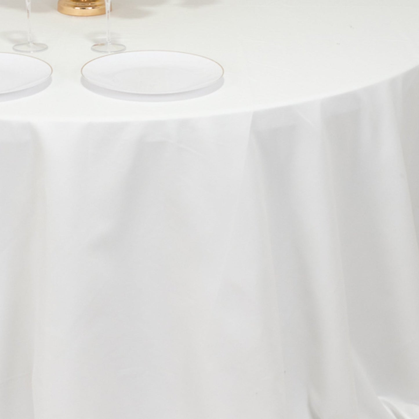 Cotton Blend 132" Round Tablecloth White - Seamless Wrinkle - Resistant Design for Formal Events - Bell Racket Store