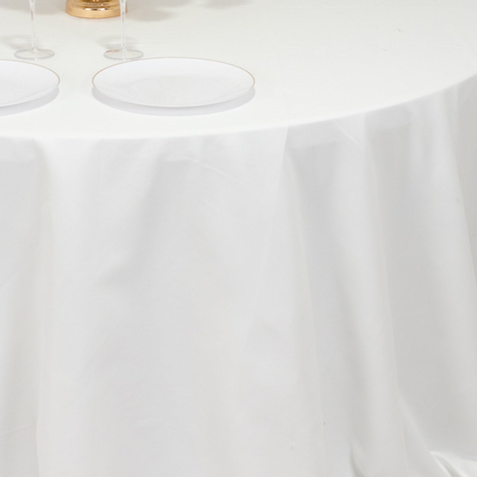 Cotton Blend 132" Round Tablecloth White - Seamless Wrinkle - Resistant Design for Formal Events - Bell Racket Store