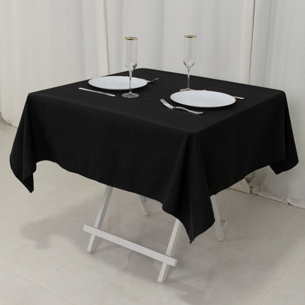 Cotton Blend 54"x54" Square Tablecloth Black - Wrinkle - Resistant Finish for Modern Table Settings - Bell Racket Store