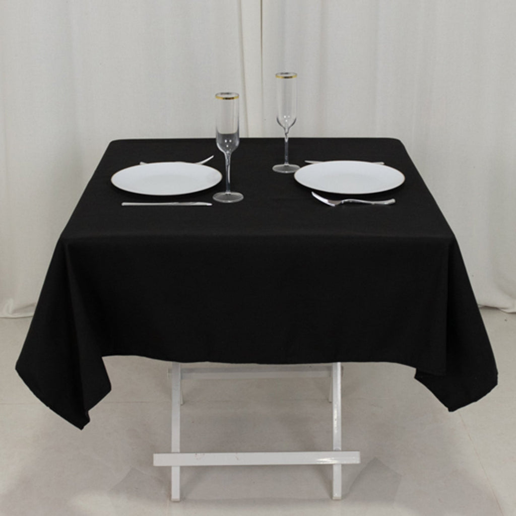 Cotton Blend 54"x54" Square Tablecloth Black - Wrinkle - Resistant Finish for Modern Table Settings - Bell Racket Store