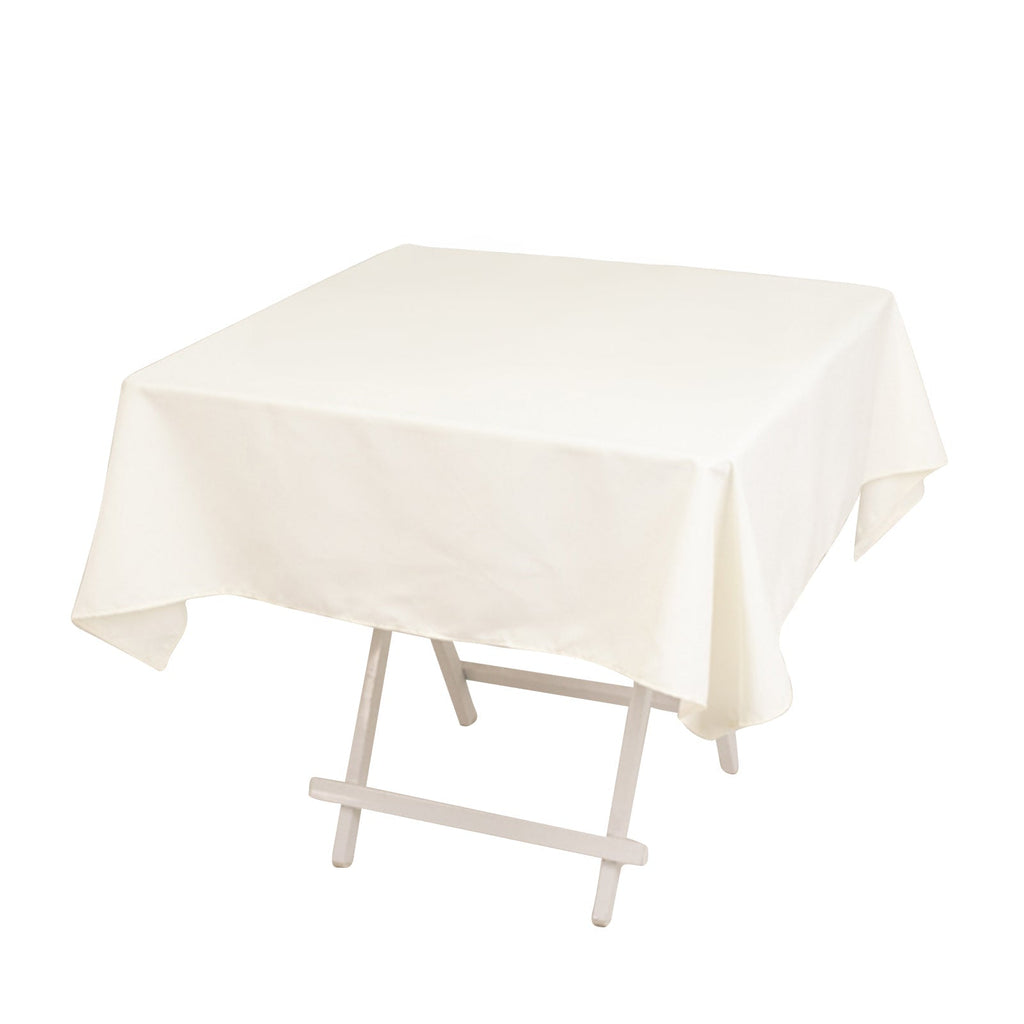 Cotton Blend 54"x54" Square Tablecloth Ivory - Wrinkle - Resistant Table Cover - Bell Racket Store