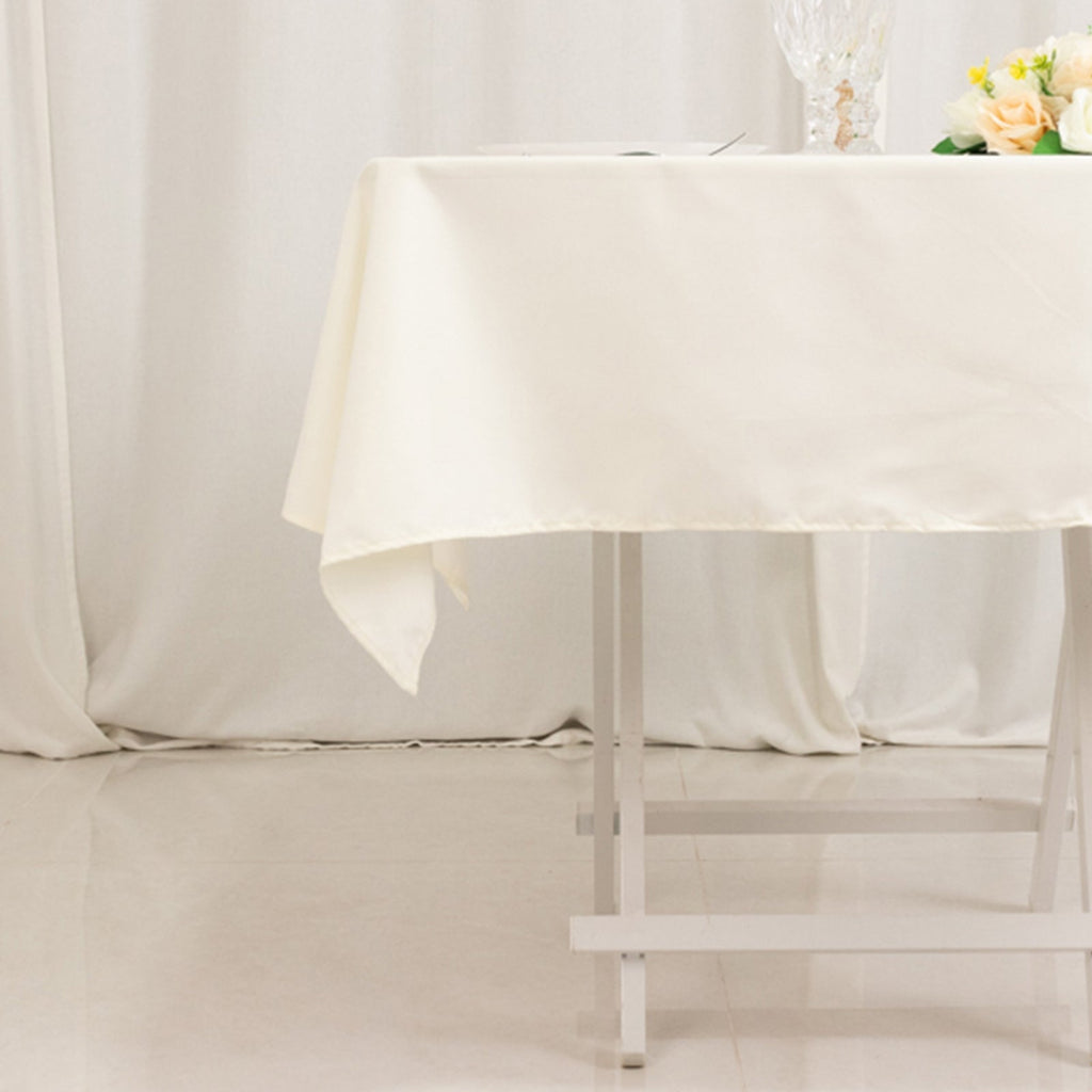 Cotton Blend 54"x54" Square Tablecloth Ivory - Wrinkle - Resistant Table Cover - Bell Racket Store