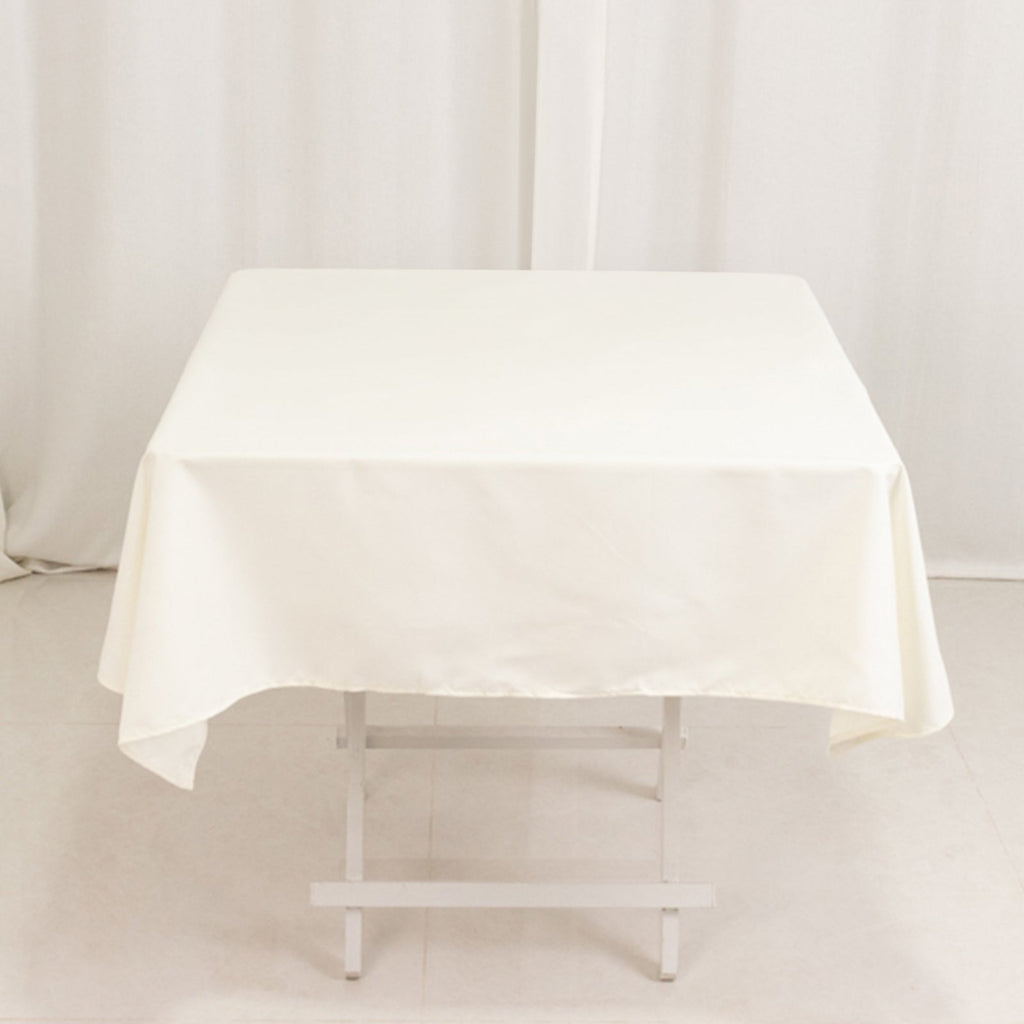 Cotton Blend 54"x54" Square Tablecloth Ivory - Wrinkle - Resistant Table Cover - Bell Racket Store