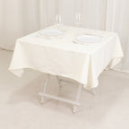 Cotton Blend 54"x54" Square Tablecloth Ivory - Wrinkle - Resistant Table Cover - Bell Racket Store