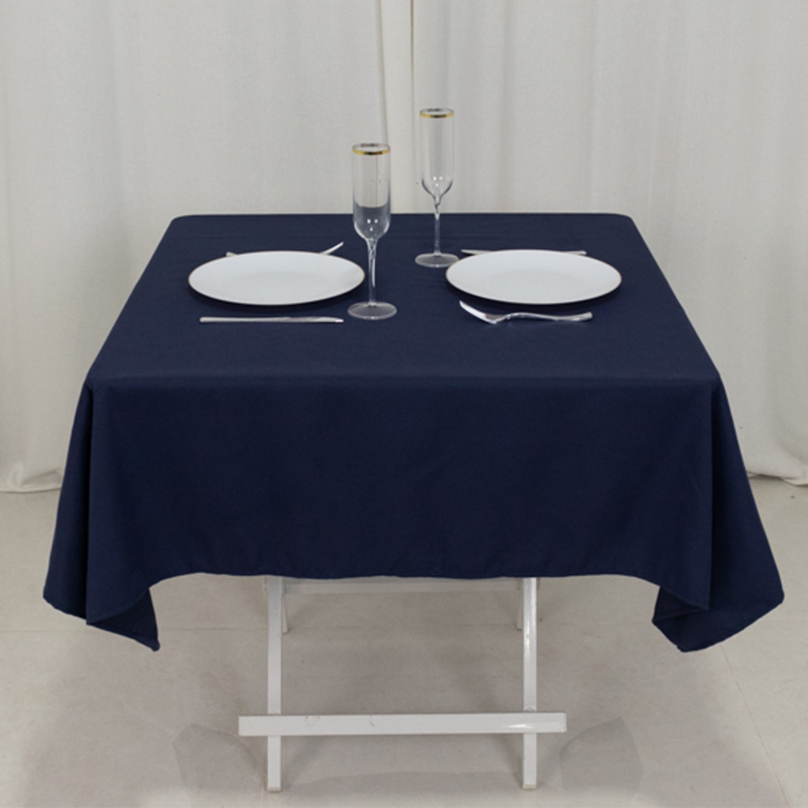 Cotton Blend 54"x54" Square Tablecloth Navy Blue - Wrinkle - Resistant Table Cover - Bell Racket Store