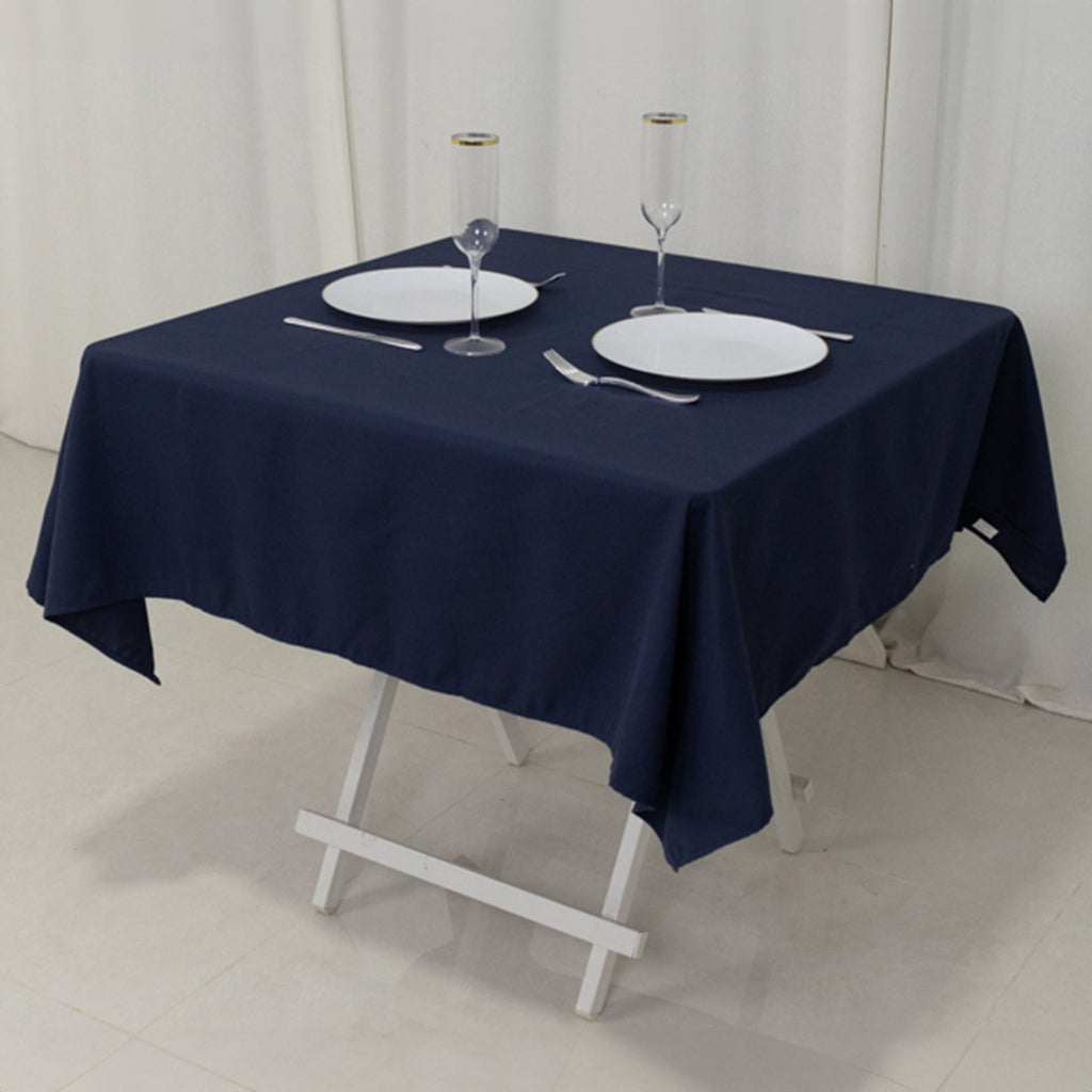 Cotton Blend 54"x54" Square Tablecloth Navy Blue - Wrinkle - Resistant Table Cover - Bell Racket Store