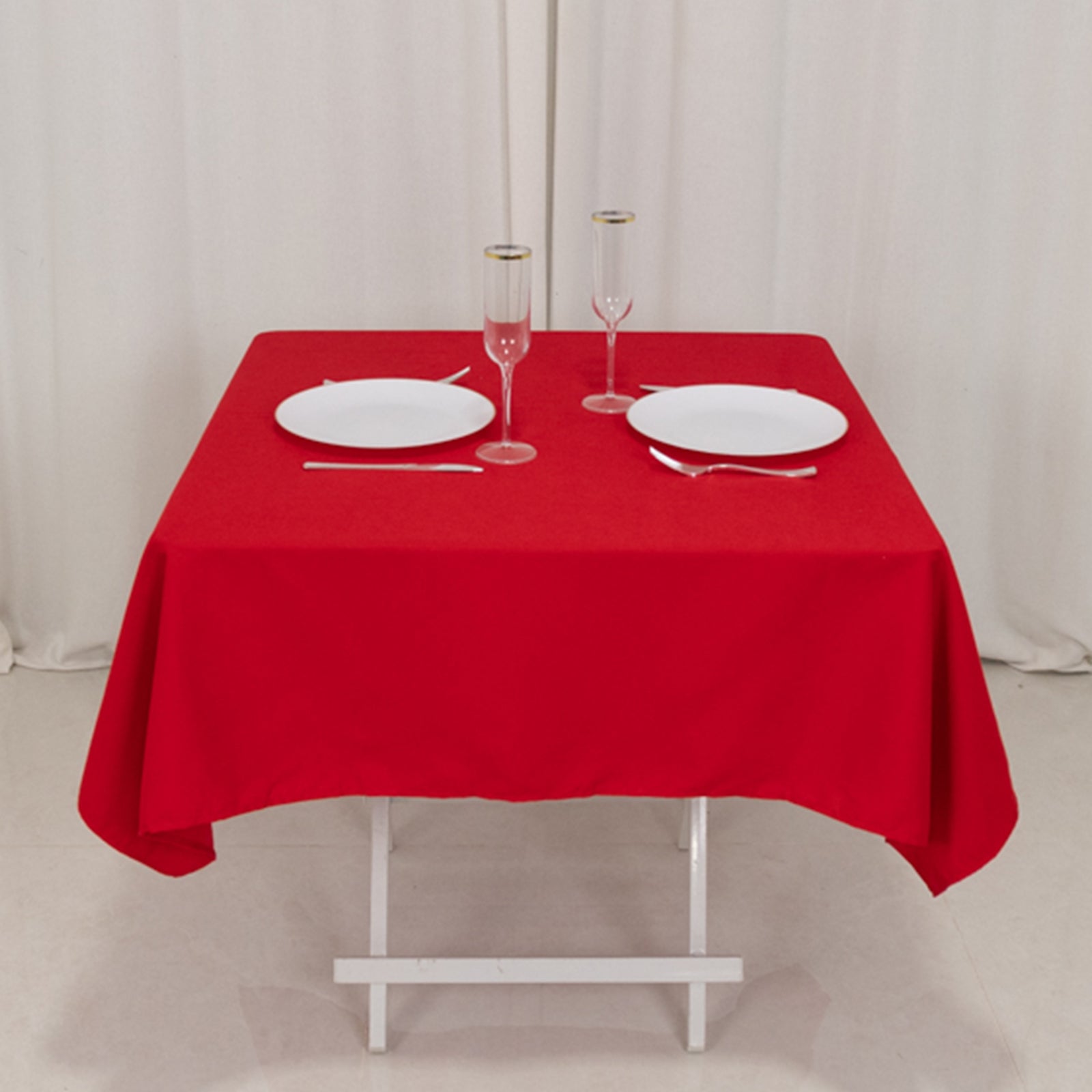 Cotton Blend 54"x54" Square Tablecloth Red - Wrinkle - Resistant Table Cover - Bell Racket Store