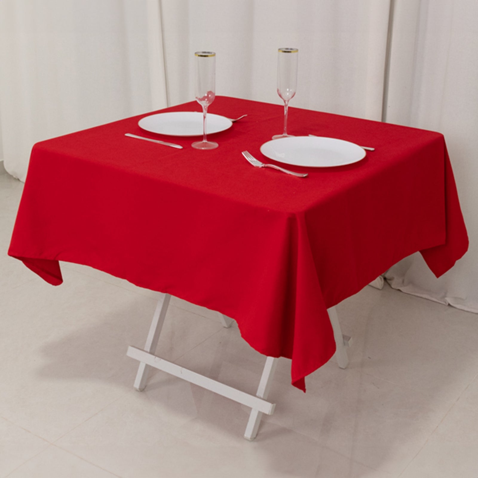 Cotton Blend 54"x54" Square Tablecloth Red - Wrinkle - Resistant Table Cover - Bell Racket Store