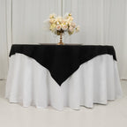 Cotton Blend 54"x54" Table Overlay Square Tablecloth Black - Wrinkle - Resistant Finish for Modern Table Settings - Bell Racket Store