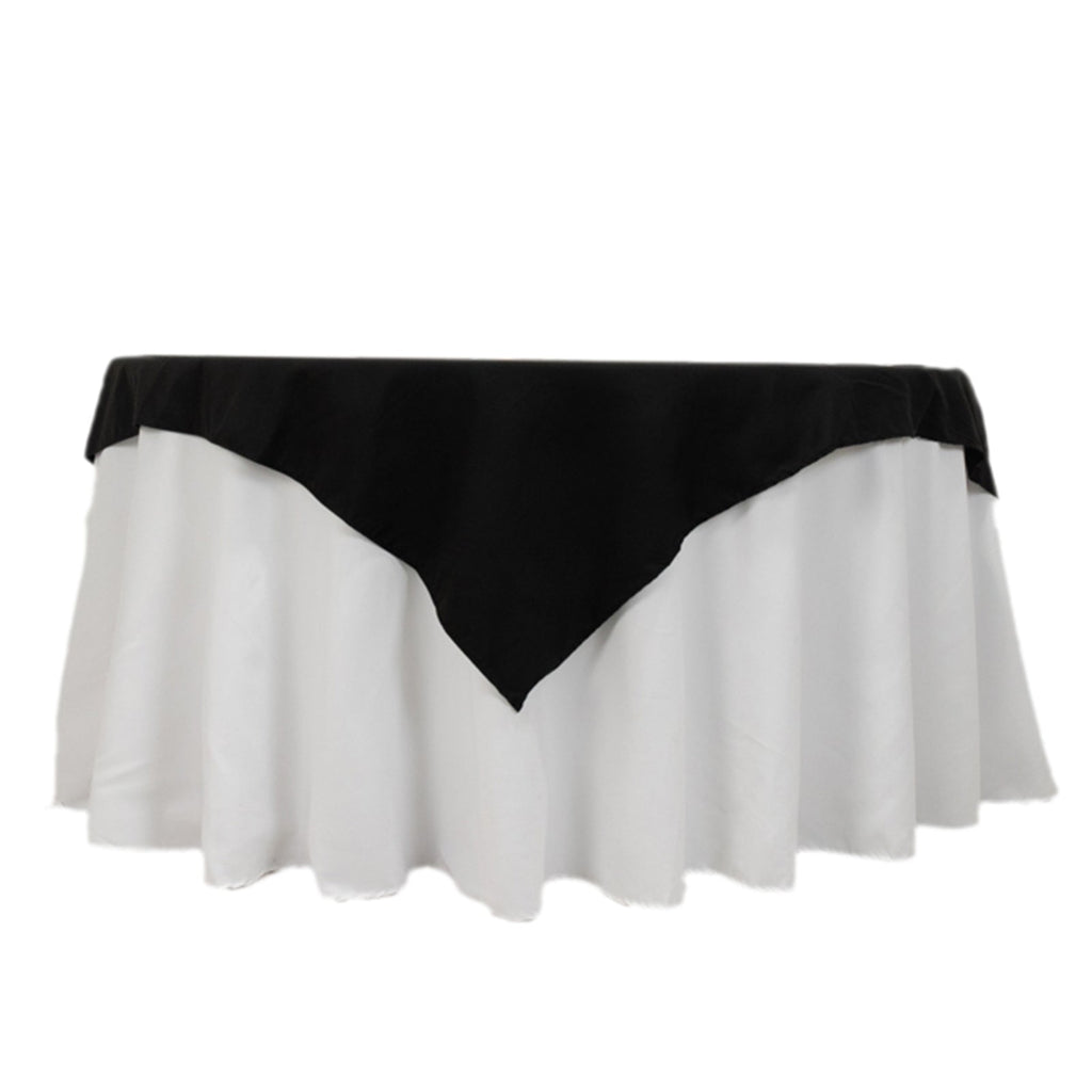 Cotton Blend 54"x54" Table Overlay Square Tablecloth Black - Wrinkle - Resistant Finish for Modern Table Settings - Bell Racket Store