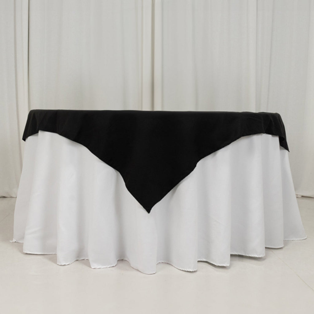 Cotton Blend 54"x54" Table Overlay Square Tablecloth Black - Wrinkle - Resistant Finish for Modern Table Settings - Bell Racket Store