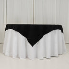 Cotton Blend 54"x54" Table Overlay Square Tablecloth Black - Wrinkle - Resistant Finish for Modern Table Settings - Bell Racket Store