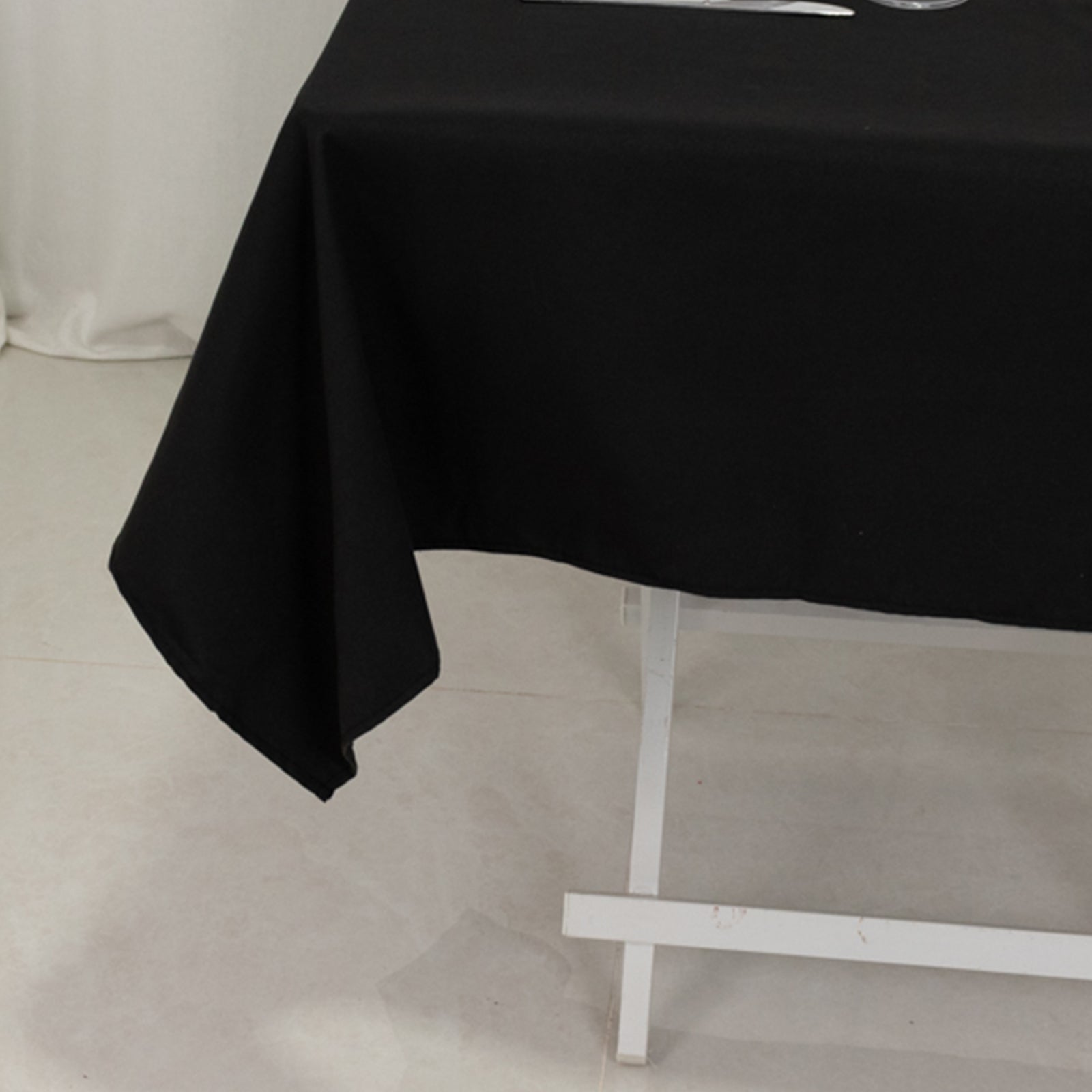 Cotton Blend 54"x54" Table Overlay Square Tablecloth Black - Wrinkle - Resistant Finish for Modern Table Settings - Bell Racket Store