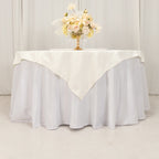 Cotton Blend 54"x54" Table Overlay Square Tablecloth Ivory - Wrinkle - Resistant Table Topper - Bell Racket Store
