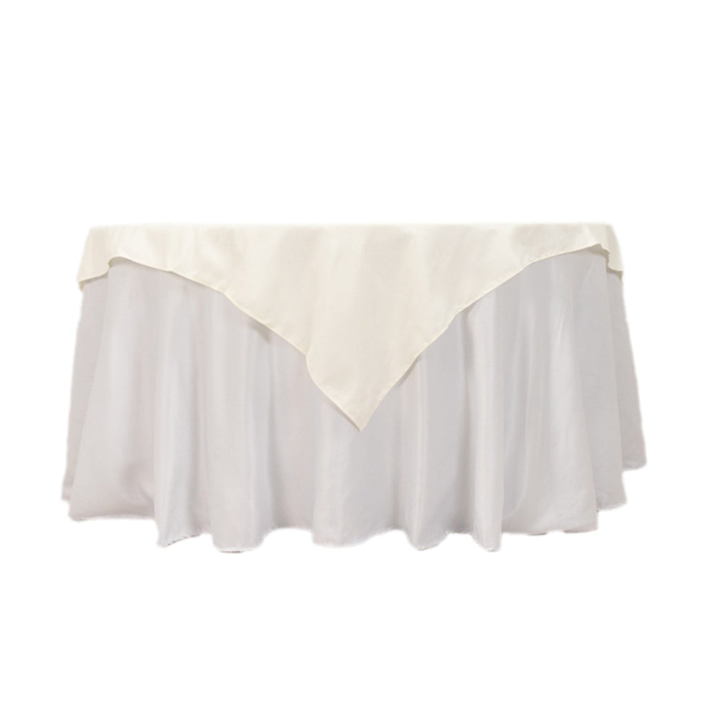 Cotton Blend 54"x54" Table Overlay Square Tablecloth Ivory - Wrinkle - Resistant Table Topper - Bell Racket Store