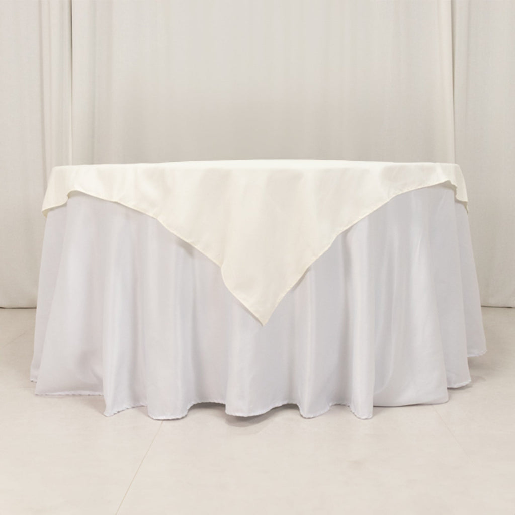 Cotton Blend 54"x54" Table Overlay Square Tablecloth Ivory - Wrinkle - Resistant Table Topper - Bell Racket Store