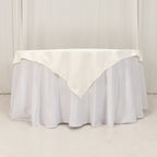 Cotton Blend 54"x54" Table Overlay Square Tablecloth Ivory - Wrinkle - Resistant Table Topper - Bell Racket Store
