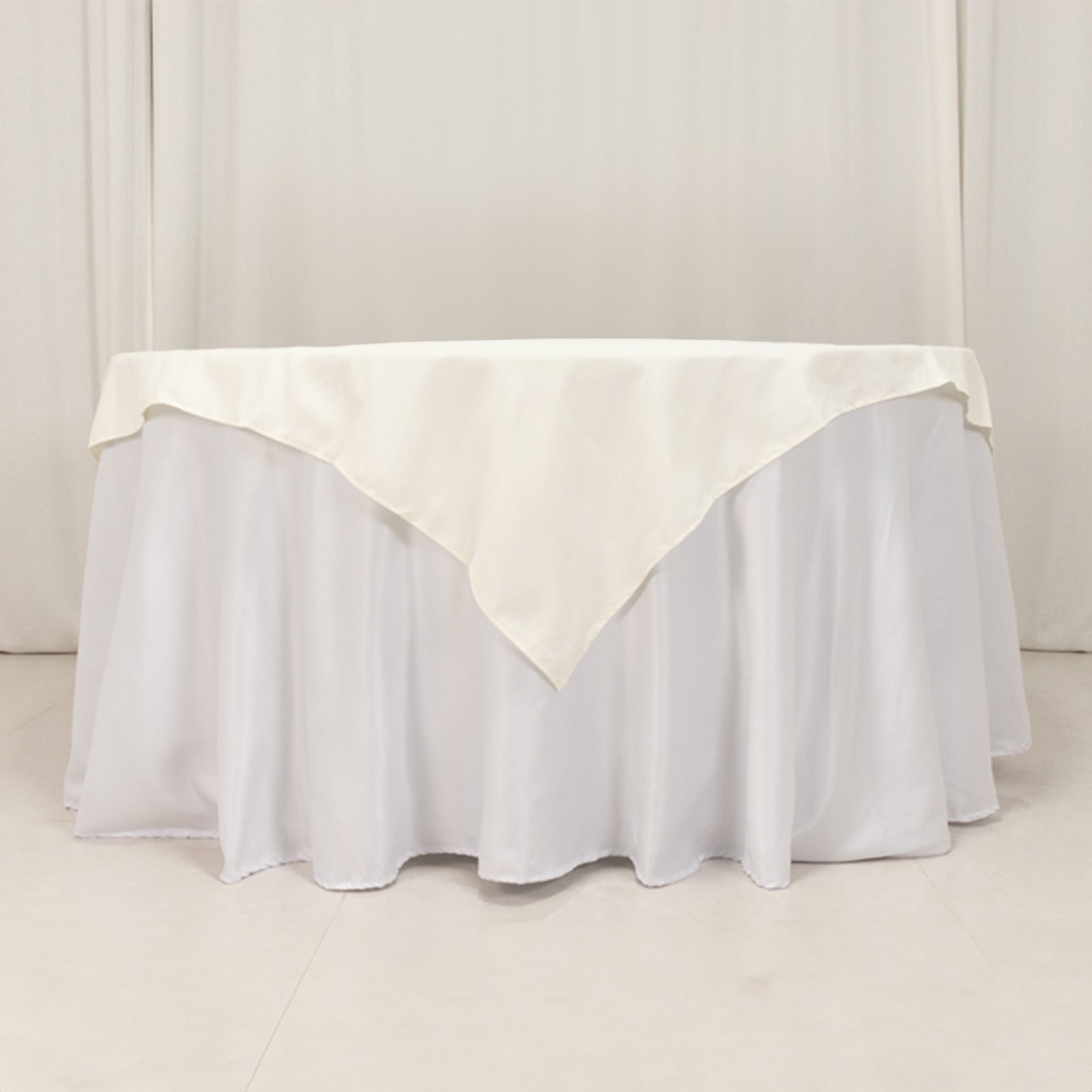 Cotton Blend 54"x54" Table Overlay Square Tablecloth Ivory - Wrinkle - Resistant Table Topper - Bell Racket Store
