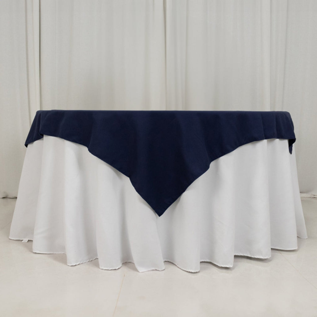 Cotton Blend 54"x54" Table Overlay Square Tablecloth Navy - Wrinkle - Resistant Table Topper - Bell Racket Store