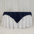 Cotton Blend 54"x54" Table Overlay Square Tablecloth Navy - Wrinkle - Resistant Table Topper - Bell Racket Store