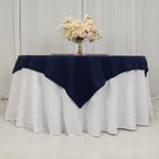 Cotton Blend 54"x54" Table Overlay Square Tablecloth Navy - Wrinkle - Resistant Table Topper - Bell Racket Store
