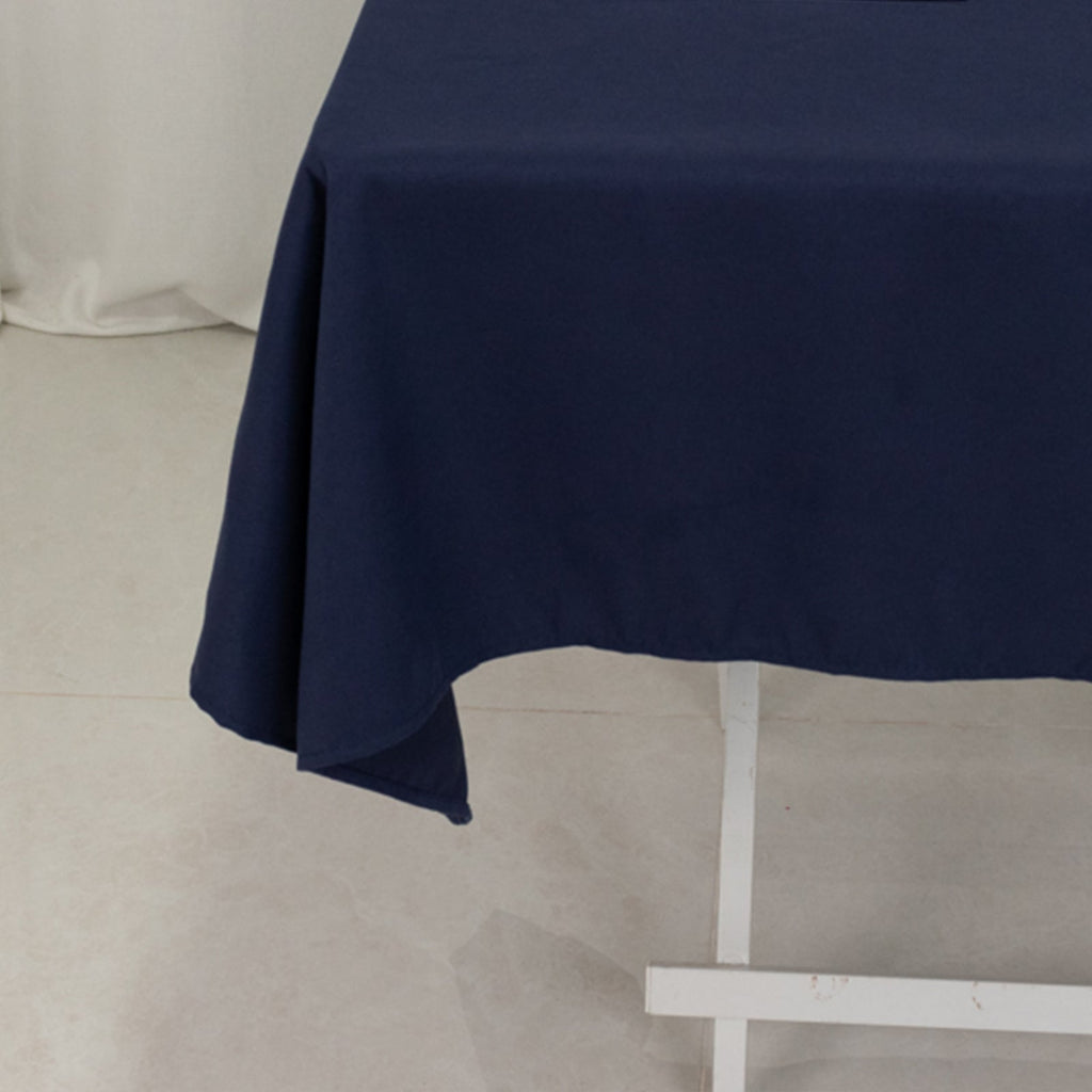 Cotton Blend 54"x54" Table Overlay Square Tablecloth Navy - Wrinkle - Resistant Table Topper - Bell Racket Store