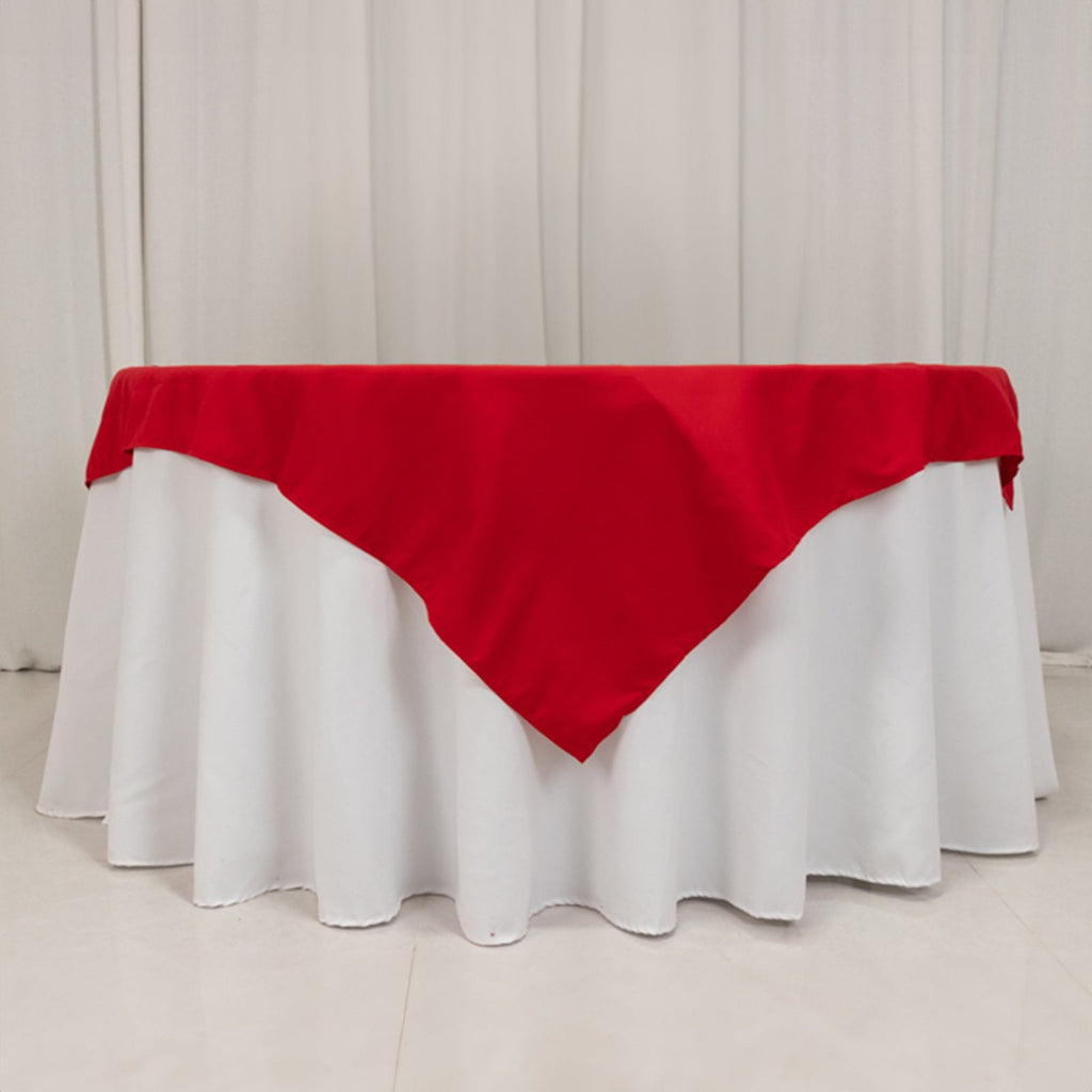 Cotton Blend 54"x54" Table Overlay Square Tablecloth Red - Wrinkle - Resistant Table Topper - Bell Racket Store