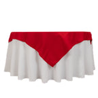 Cotton Blend 54"x54" Table Overlay Square Tablecloth Red - Wrinkle - Resistant Table Topper - Bell Racket Store