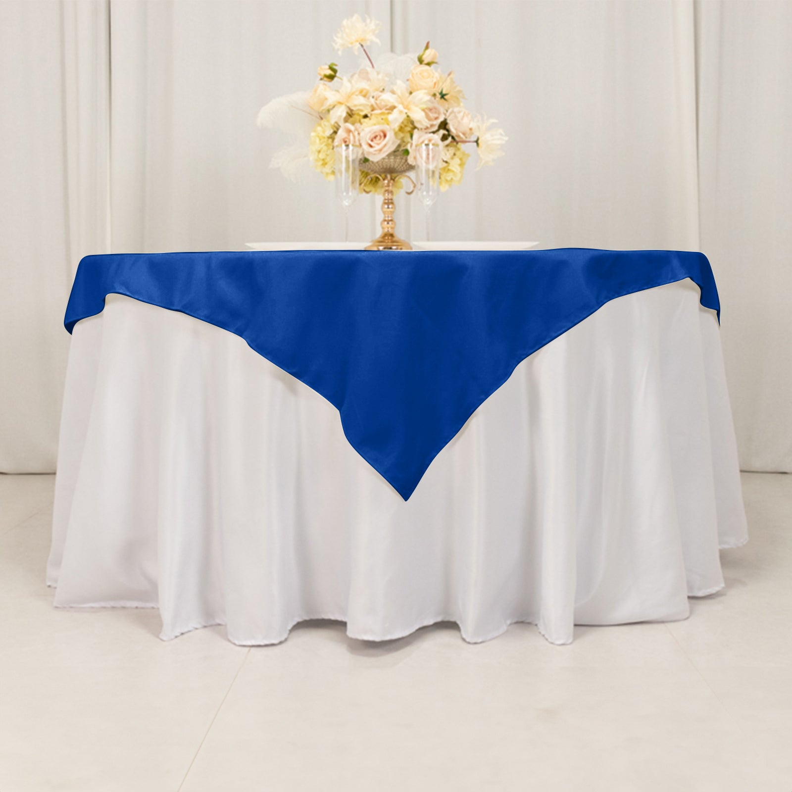 Cotton Blend 54"x54" Table Overlay Square Tablecloth Royal Blue - Wrinkle - Resistant Table Topper - Bell Racket Store