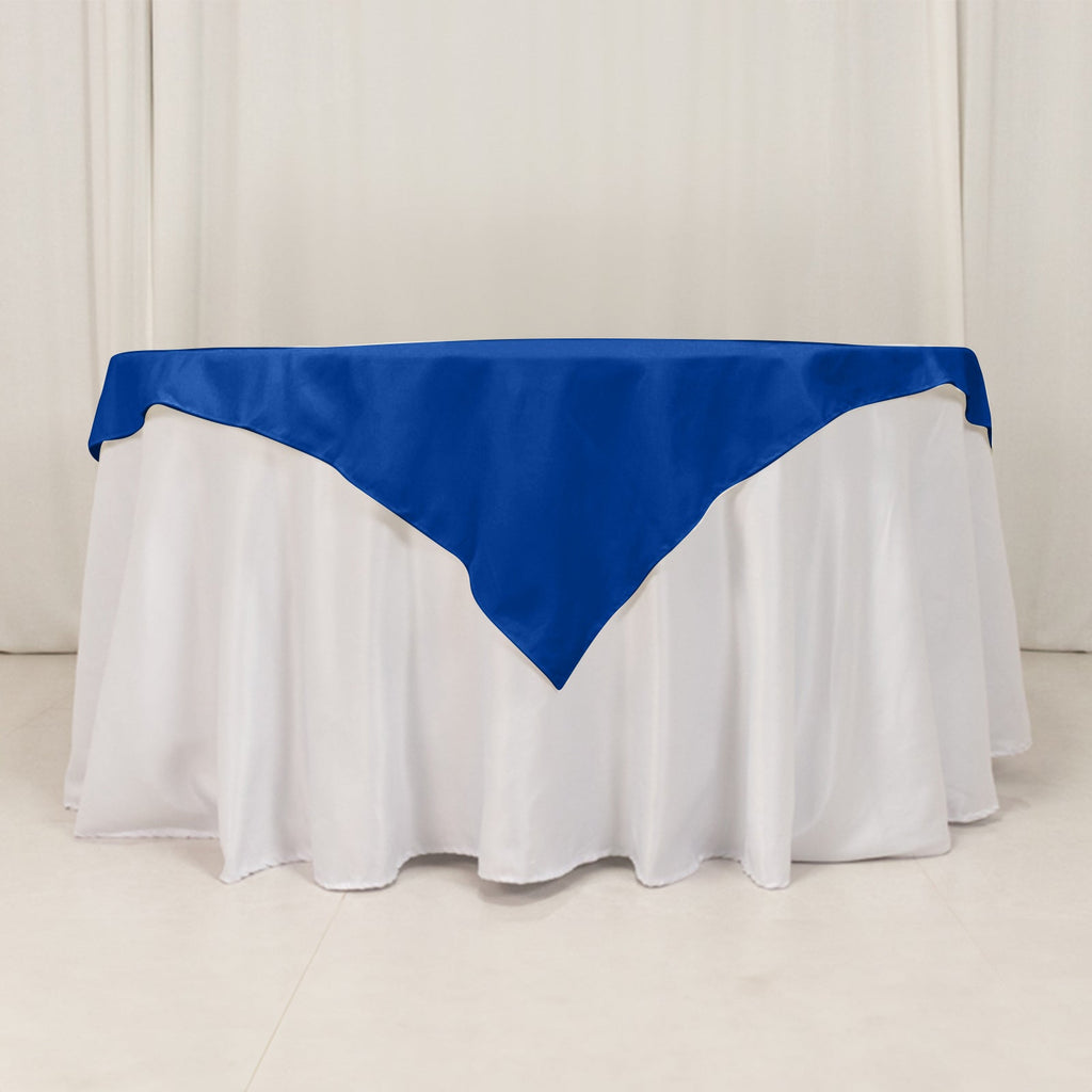 Cotton Blend 54"x54" Table Overlay Square Tablecloth Royal Blue - Wrinkle - Resistant Table Topper - Bell Racket Store