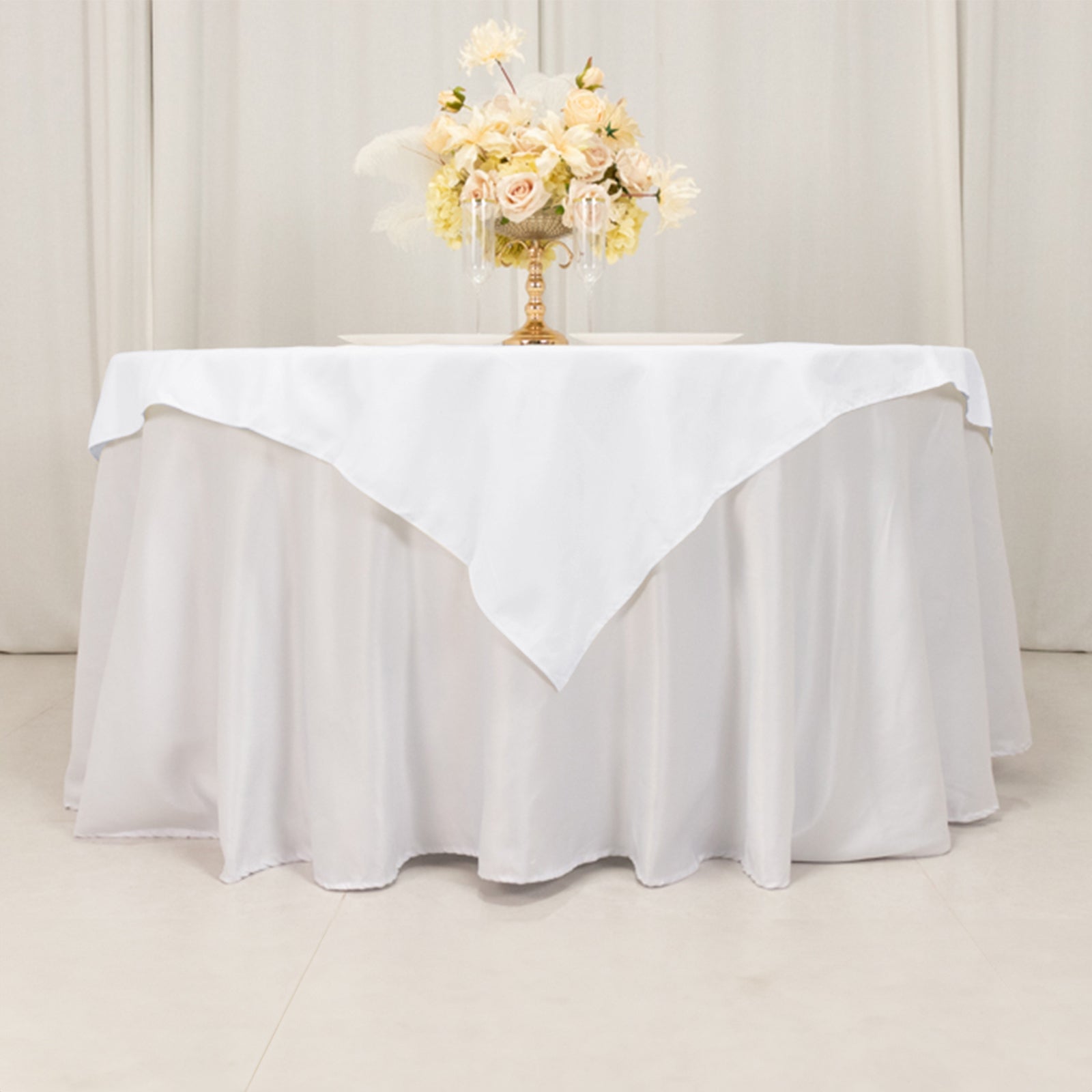 Cotton Blend 54"x54" Table Overlay Square Tablecloth White - Wrinkle - Resistant Table Topper - Bell Racket Store