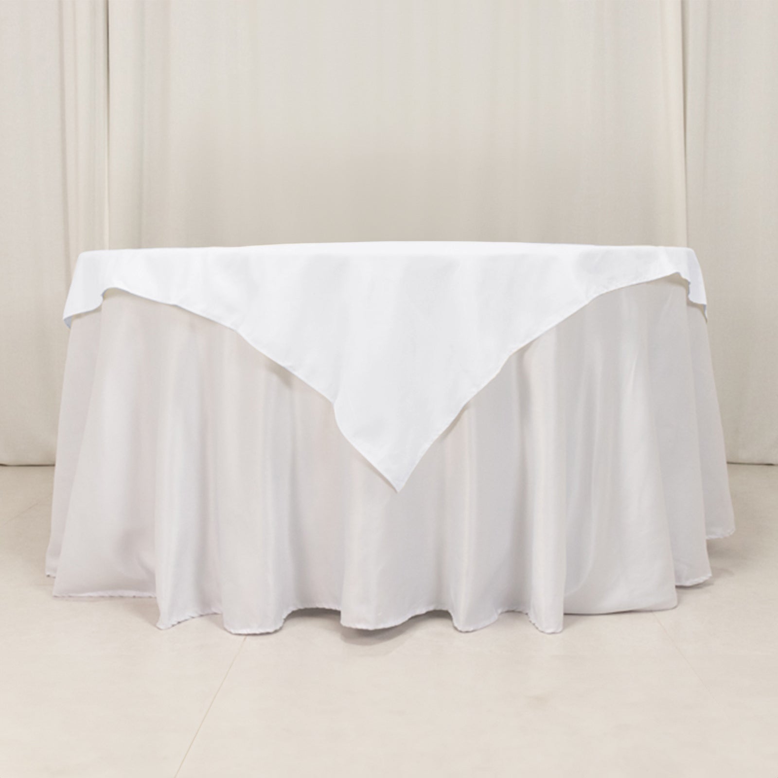 Cotton Blend 54"x54" Table Overlay Square Tablecloth White - Wrinkle - Resistant Table Topper - Bell Racket Store