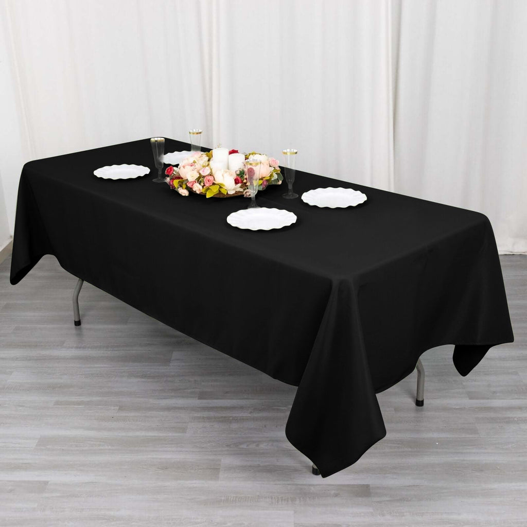 Cotton Blend 60"x102" Rectangle Tablecloth Black - Wrinkle - Resistant Finish for Gatherings - Bell Racket Store