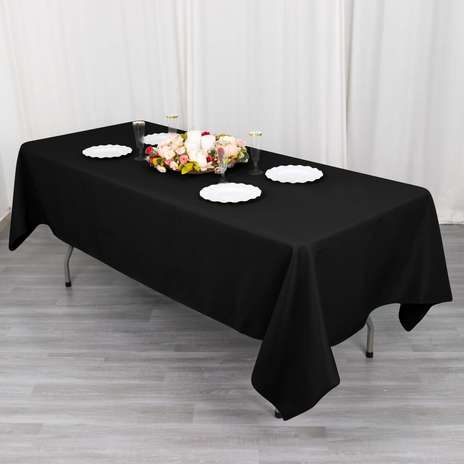 Cotton Blend 60"x102" Rectangle Tablecloth Black - Wrinkle - Resistant Finish for Gatherings - Bell Racket Store