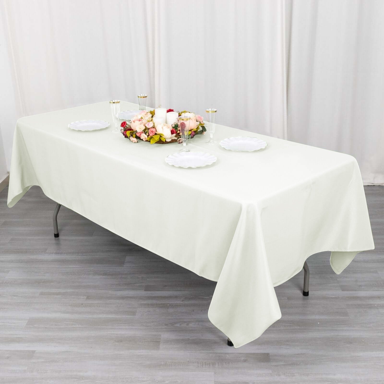 Cotton Blend 60"x102" Rectangle Tablecloth Ivory - Wrinkle - Resistant Table Cover - Bell Racket Store