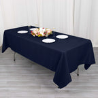 Cotton Blend 60"x102" Rectangle Tablecloth Navy Blue - Wrinkle - Resistant Table Cover - Bell Racket Store
