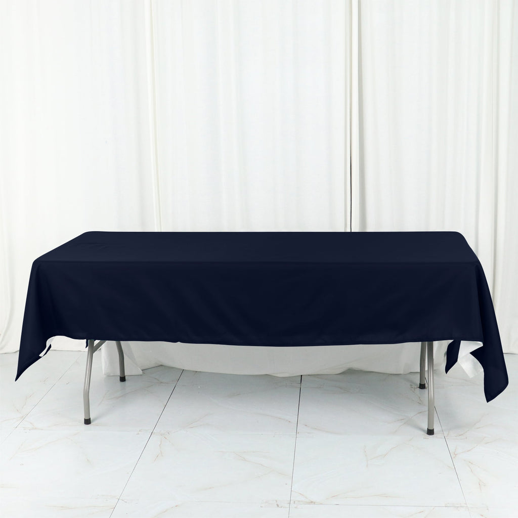 Cotton Blend 60"x102" Rectangle Tablecloth Navy Blue - Wrinkle - Resistant Table Cover - Bell Racket Store