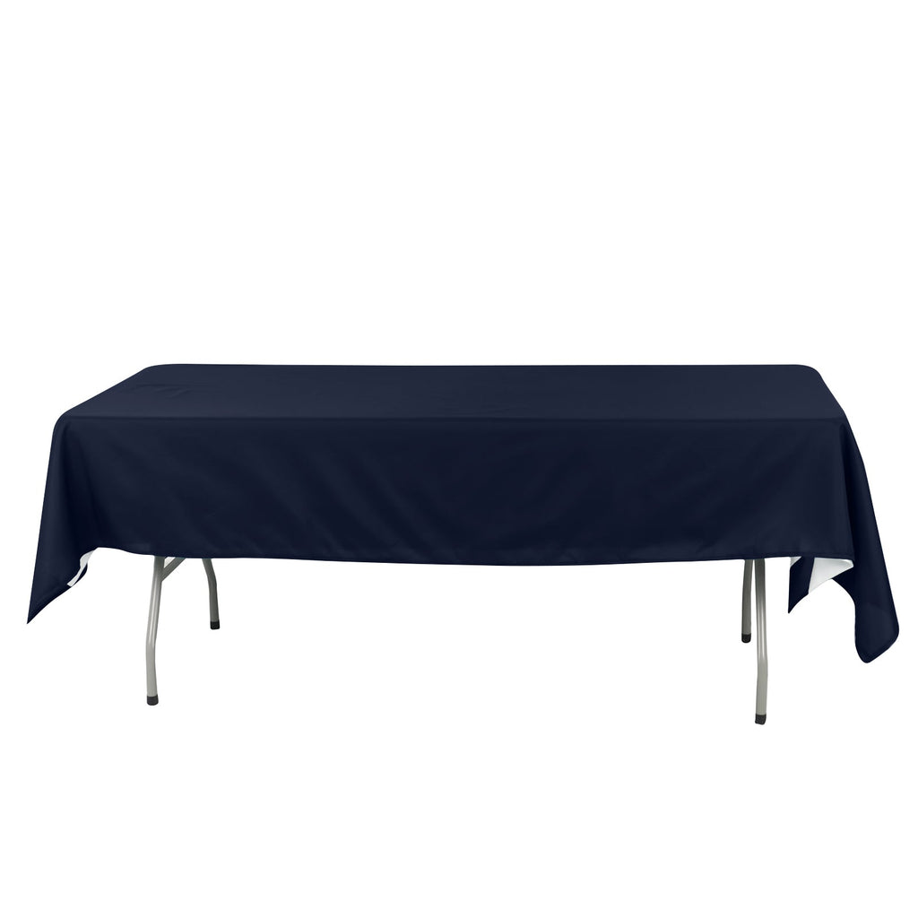 Cotton Blend 60"x102" Rectangle Tablecloth Navy Blue - Wrinkle - Resistant Table Cover - Bell Racket Store