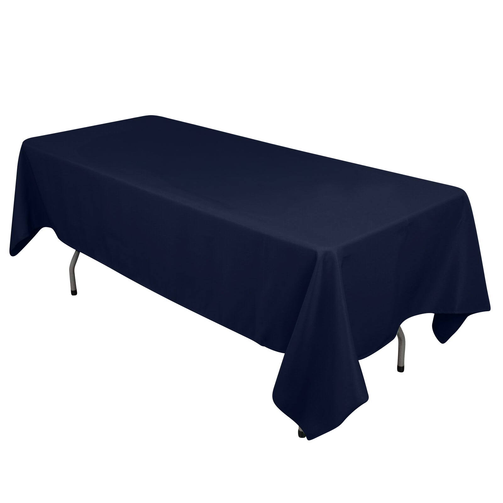 Cotton Blend 60"x102" Rectangle Tablecloth Navy Blue - Wrinkle - Resistant Table Cover - Bell Racket Store