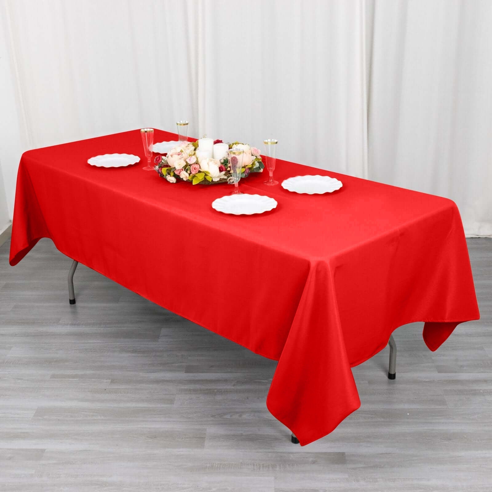 Cotton Blend 60"x102" Rectangle Tablecloth Red - Wrinkle - Resistant Table Cover - Bell Racket Store